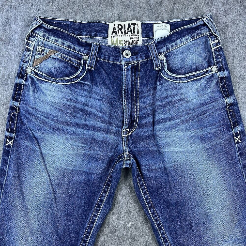 Ariat Men's Jeans M5 Slim Straight Medium Wash Blue Denim 100% Cotton Size 36x36 - Picture 7 of 15